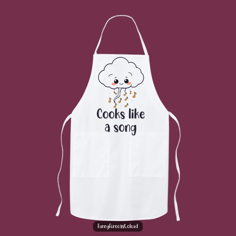 Funny Kawaii Thundercloud Apron: Musical Notes Kitchen Humor