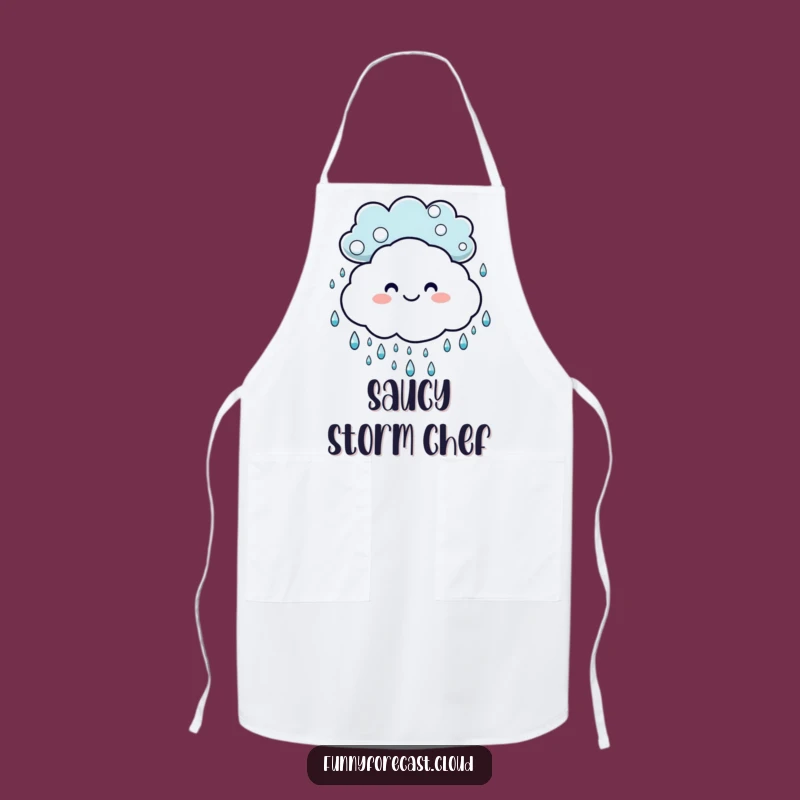 Funny Cloud Chef Apron - Cheerful Kitchen Raindrops