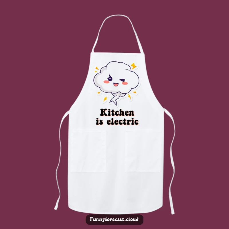 Funny Kitchen Apron: Thundercloud Character's Lightning Fun for Energetic Cooking
