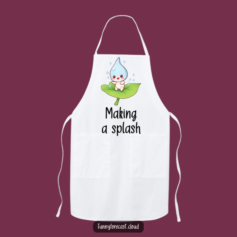 Funny Raindrop Bouncing Leaf Apron: Cook Up Smiles with Kitchen Humor