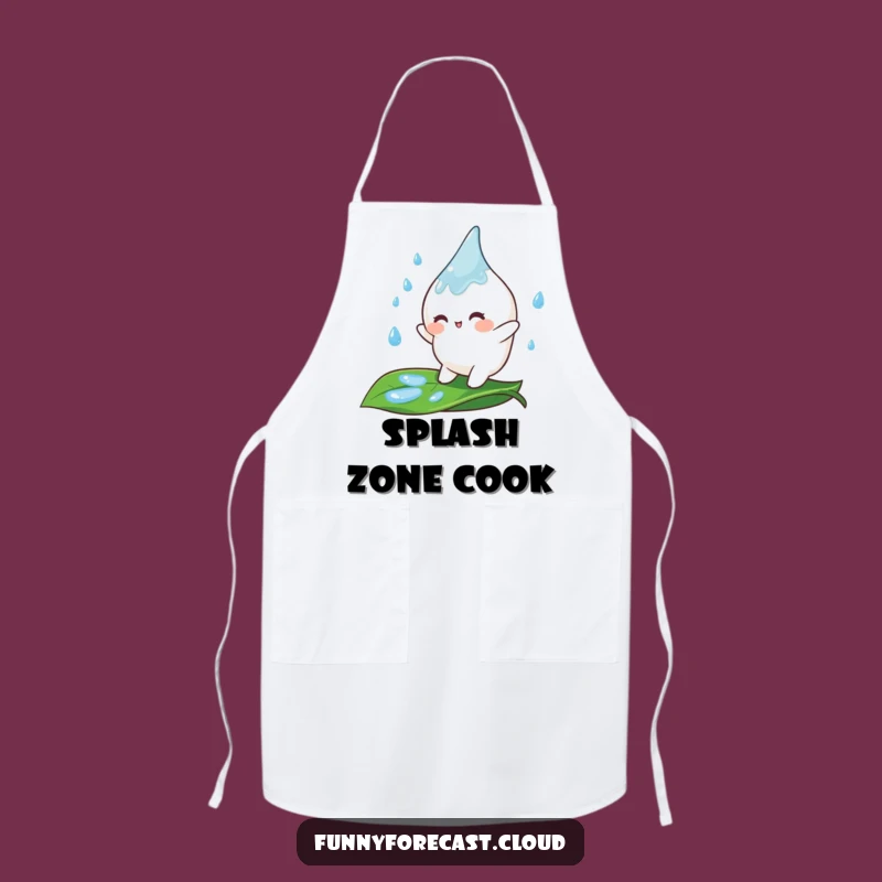 Funny Raindrop Leaf Bouncer Apron: Cook with Cheerful Character and Whimsical Style