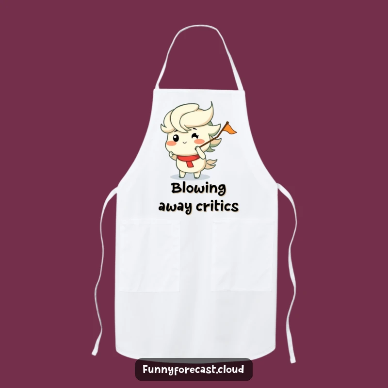 Funny Wind Kitchen Apron: Puffed Cheeks, Merrily Blowing Flag Funny Gift