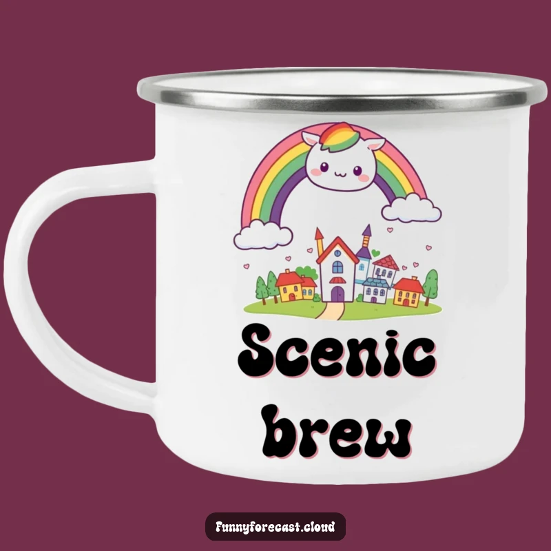 Funny Kawaii Rainbow Town Camping Mug - Colorful Adventure Gift