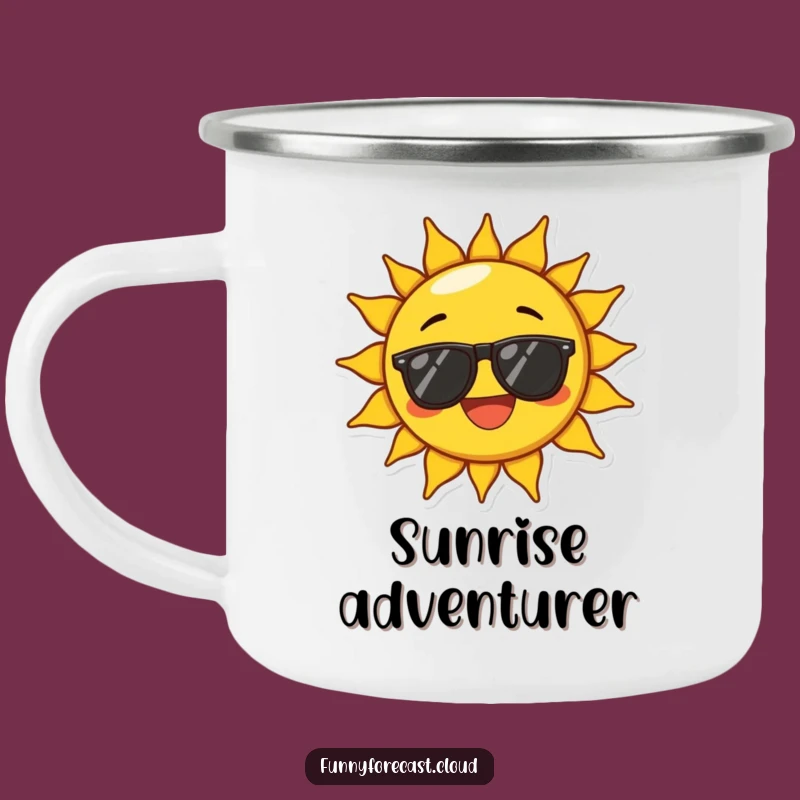 Funny Joyful Sun Camping Mug: Adventure with Exaggerated Sunshine