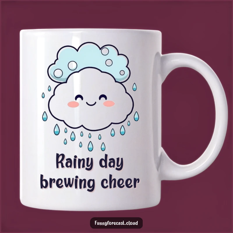 Funny Happy Cloud & Raindrops Mug - Cheerful Weather Gift