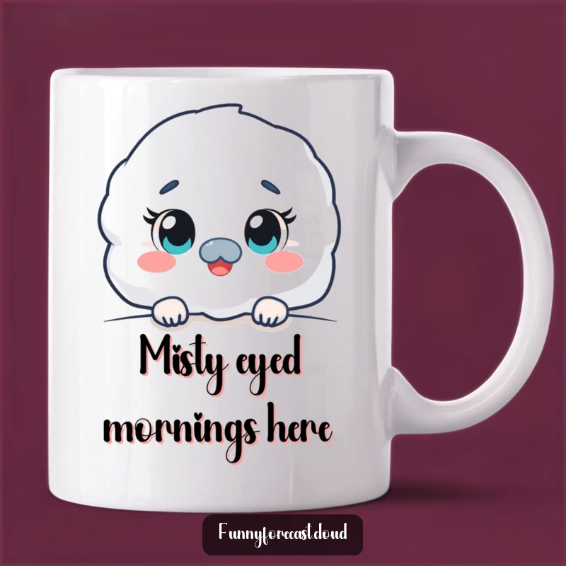 Funny Kawaii Fog Mug: Curious Peeking Humor Gift