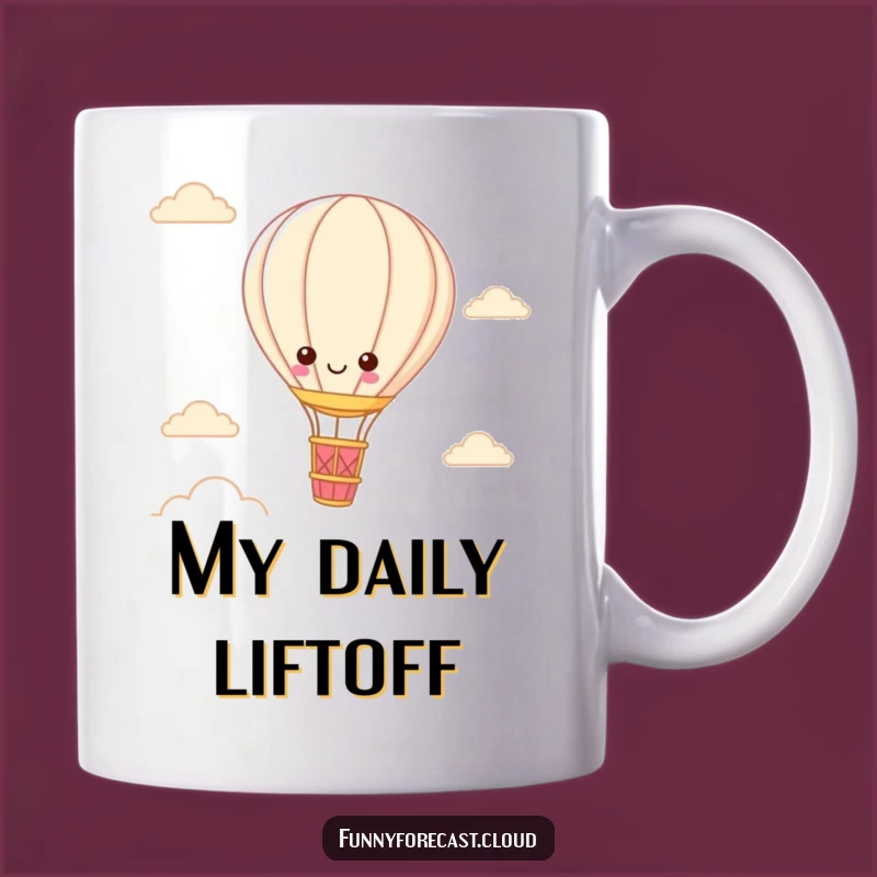 Funny Kawaii Hot Air Balloon Mug: Whimsical Floating Character Art, Perfect Funny Gift