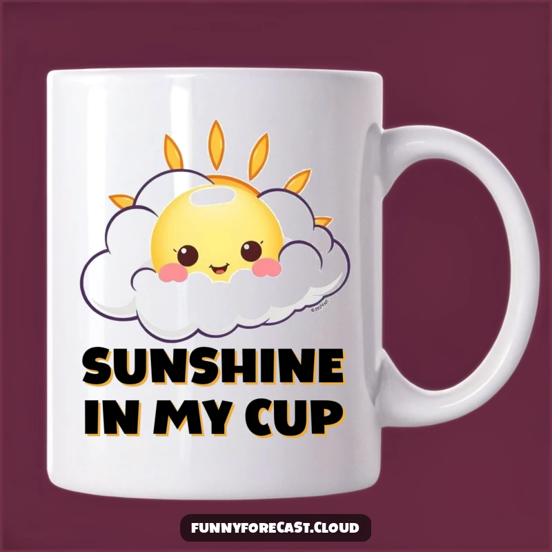 Funny Kawaii Sun Giggling Cloud Mug, Cheerful Weather Funny Gift