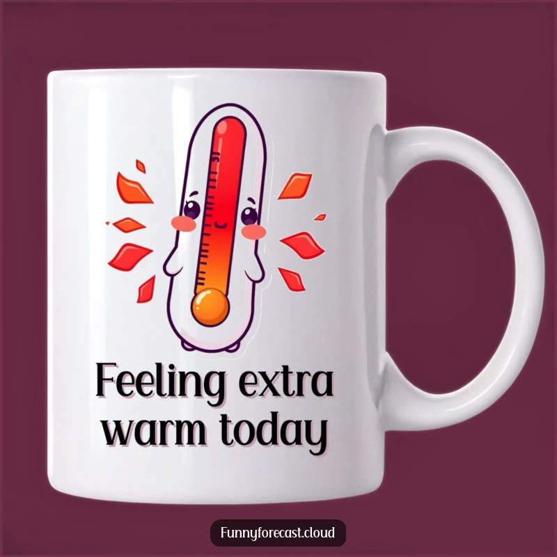 Funny Kawaii Thermometer Mug: Blushing Heat Humor Gift for Hot Messes