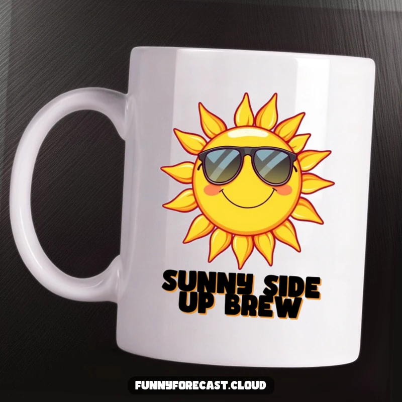 Funny Mug: A smiling sun wearing cool sunglasses, exuding an aura of extreme relaxation and summer bliss.