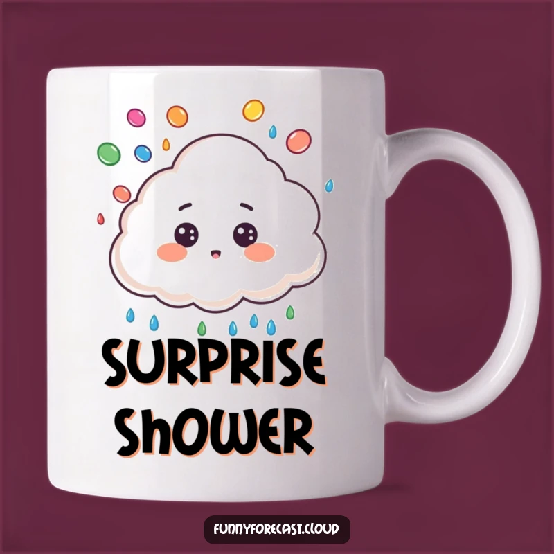 Funny Surprised Cloud Raindrop Juggling Mug - Cute Weather Gag Gift!