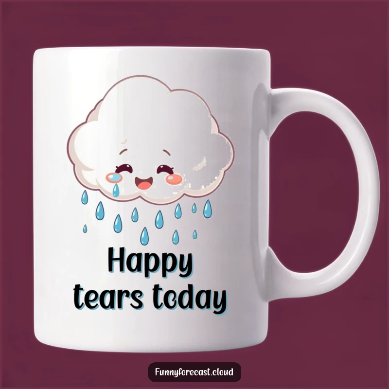 Funny Happy Rain Cloud Mug - Cheerful Tears Humor Gift