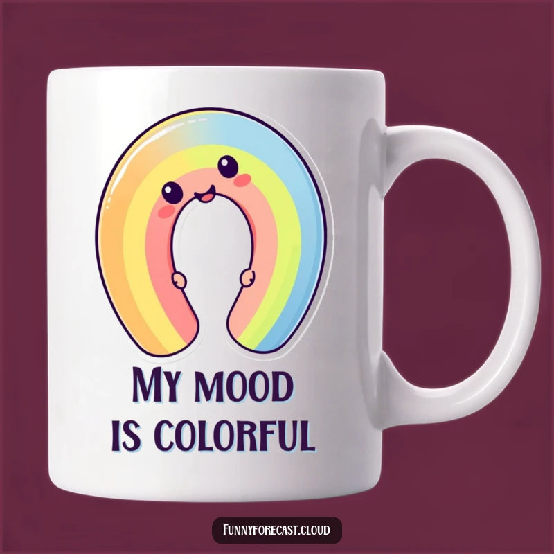 Funny Silly Kawaii Rainbow Bend Mug, Spreading Joy with Humorous Curves