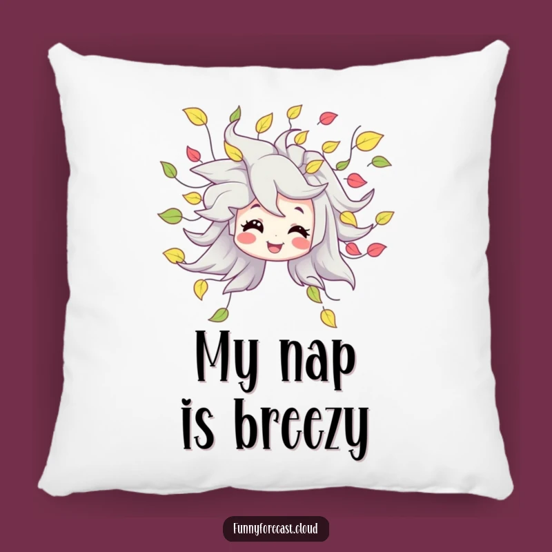 Cute Funny Pillow: Wind Character's Leafy Breeze for Cozy Comfort & Decor