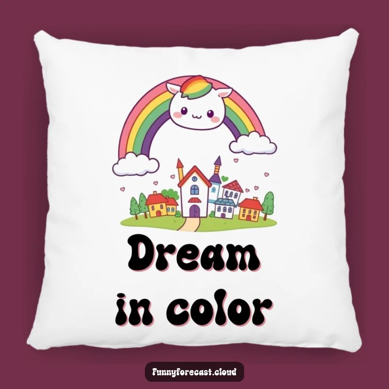 Funny Kawaii Rainbow Town Pillow - Cozy Comfort & Cheer Gift