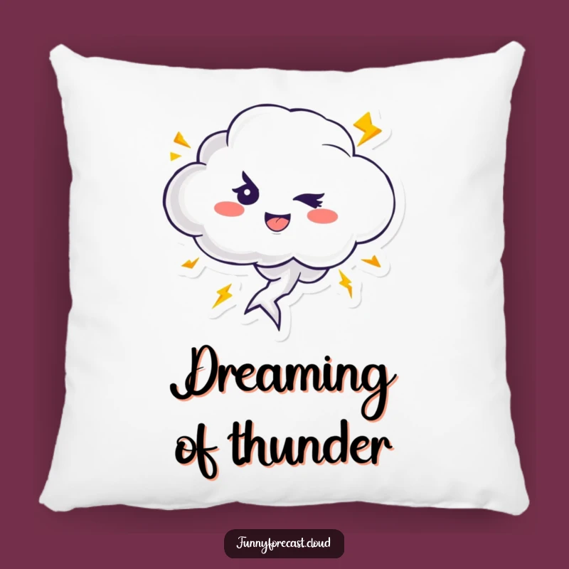 Cute Funny Pillow: Thundercloud Character's Lightning Spark for Cozy Comfort