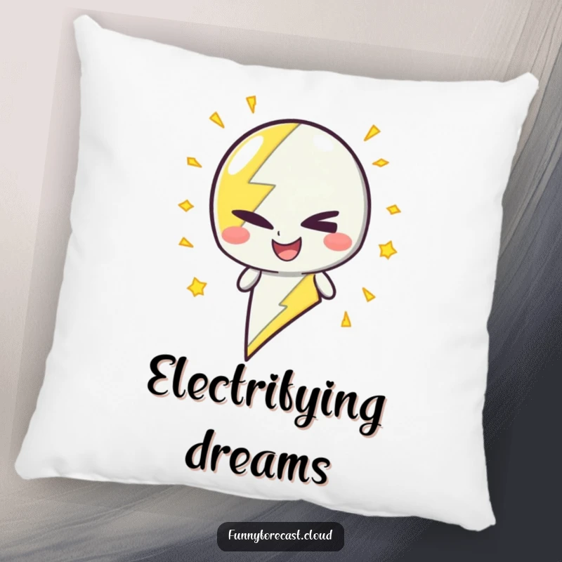 Funny Pillow: A lightning bolt character winking with crackling energy, perfect for comic relief.