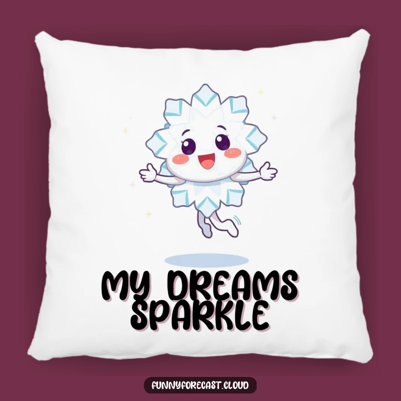 Cute Funny Pillow: Snowflake Character's Twirl for Cozy Winter Comfort