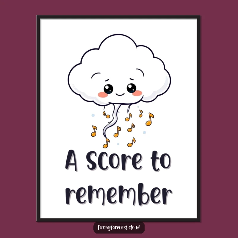 Funny Kawaii Thundercloud Digital Art: Musical Notes Download