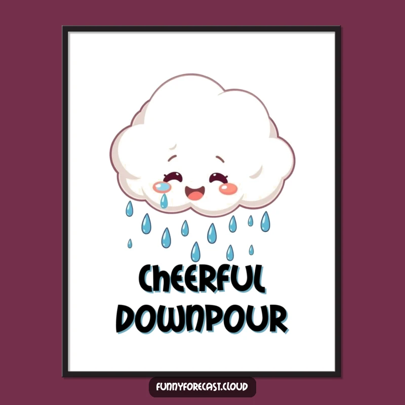 Funny Cheerful Rain Cloud Digital Art - Instant Hilarious Download & Gift