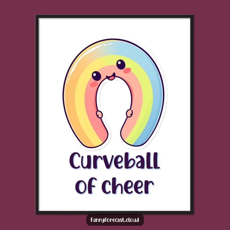 Funny Silly Kawaii Rainbow Bend Digital Art, Instant Color and Humor for Walls
