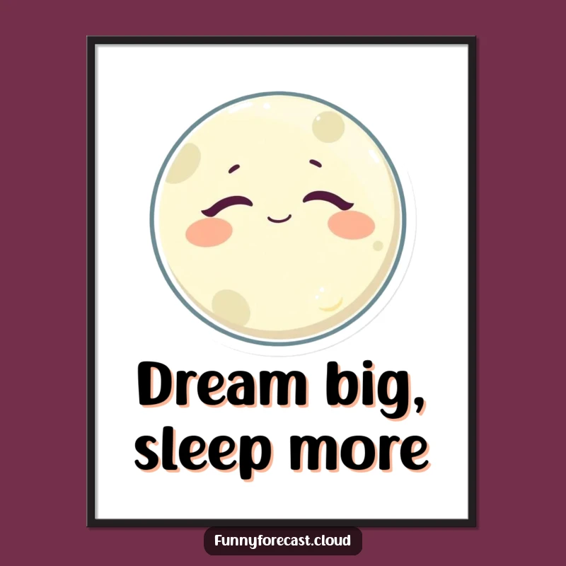 Funny Sleepy Moon Digital Art: Satisfied Celestial Bliss for Your Decor!