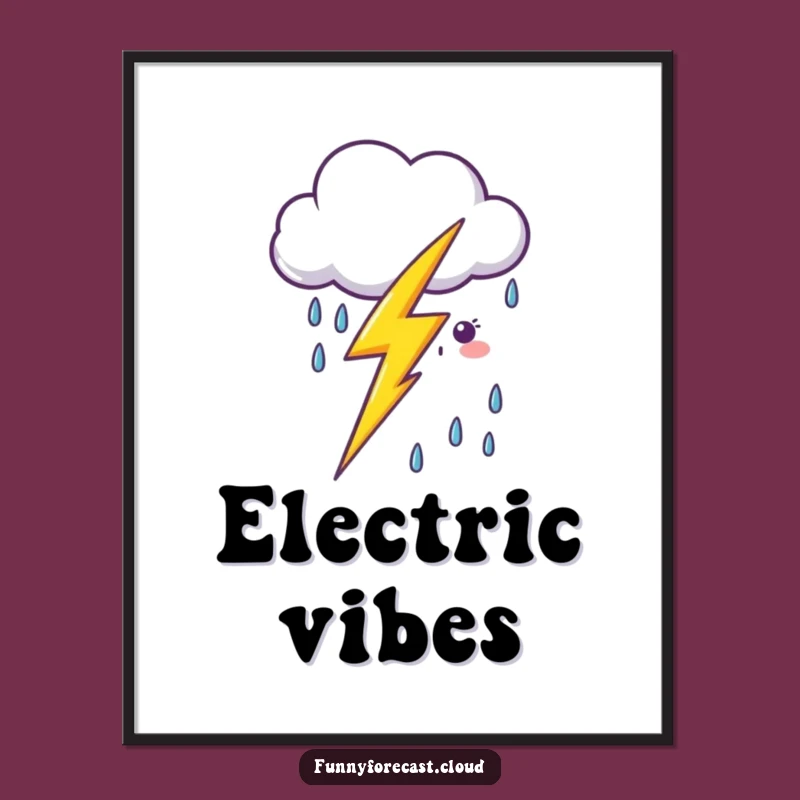 Funny Kawaii Lightning Cloud Digital Art - Instant Joyful Decor Gift