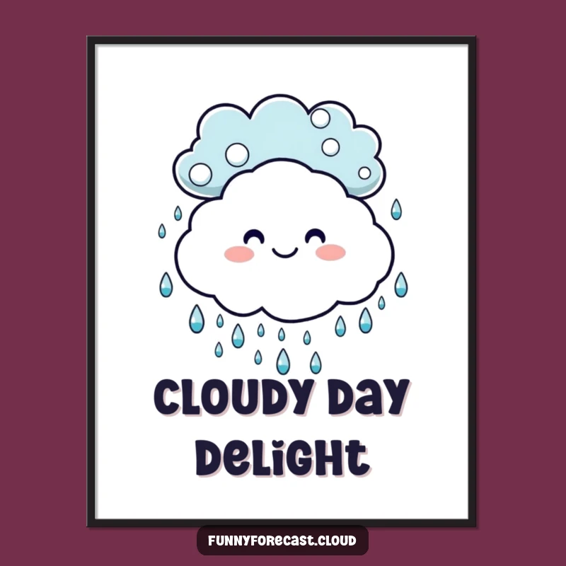 Funny Cloud Raindrops Digital Art - Instant Cheerful Decor