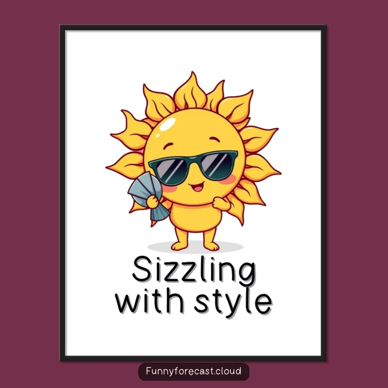 Funny Fanning Sun Digital Art - Instant Hilarious Download & Gift