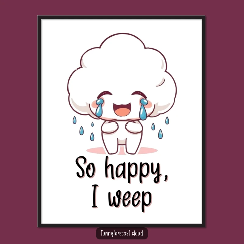 Funny Happy Rain Cloud Digital Print: Instant Joy Art, Cheerful Funny Gift!