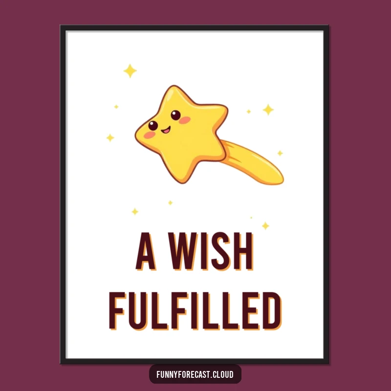 Funny Kawaii Shooting Star Digital Art: Giggle Wish Download