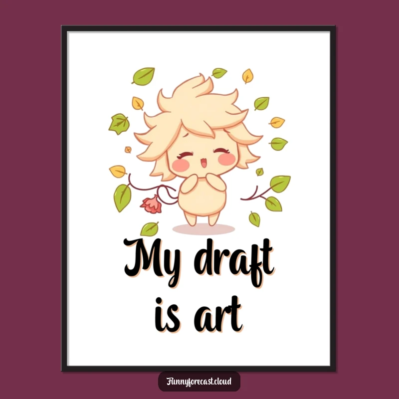 Funny Wind Character Digital Art: Playful Leaf-Blowing Decor, Instant Download!