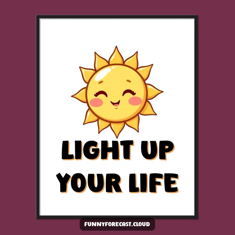 Funny Playful Kawaii Sun Wink Digital Art, Instant Sunshine for Your Walls