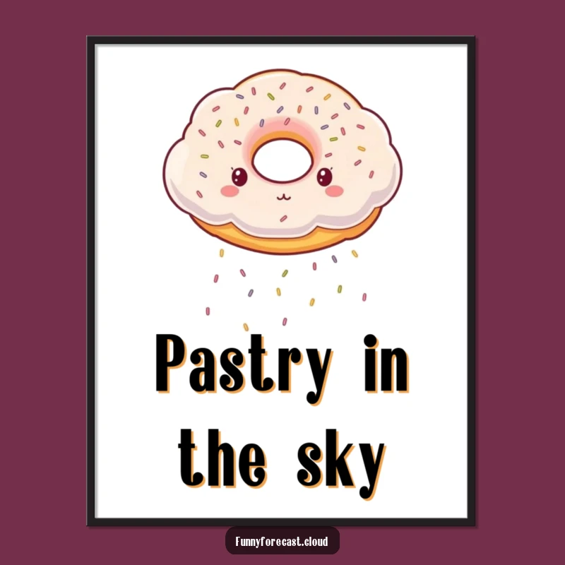 Funny Donut Cloud Digital Art: Whimsical Sprinkle Scene, Unique Humorous Gift for Walls