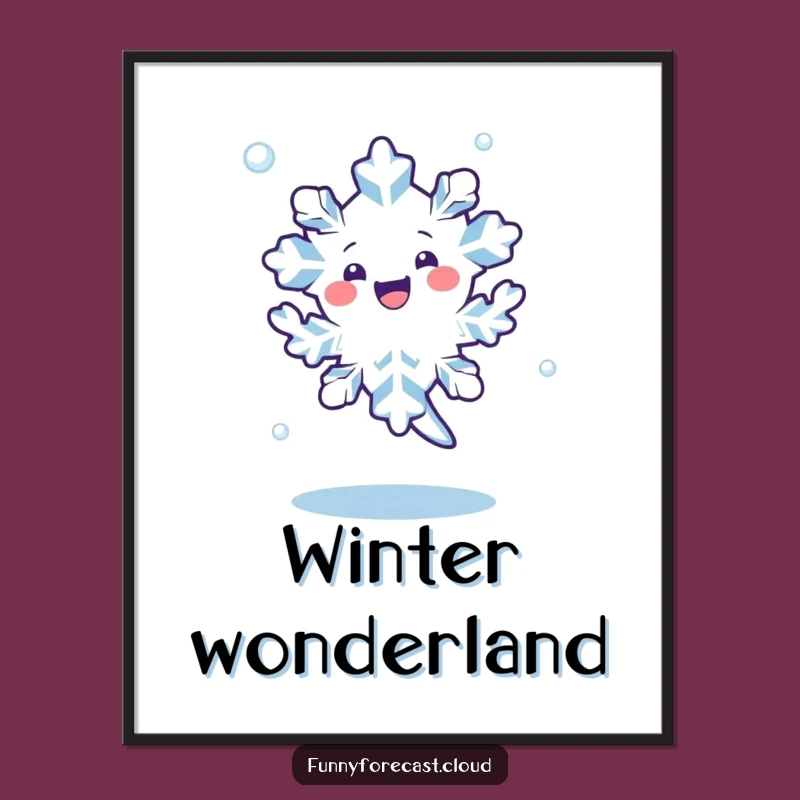 Funny Kawaii Snowflake Dance Digital Art - Instant Winter Cheer Gift