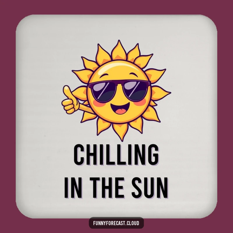 Funny Sun Drink Coaster Set: Cheerful Character, Protective Humor Gift Accessory