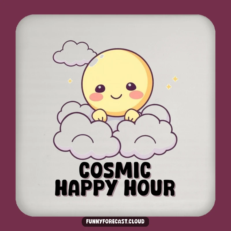 Funny Happy Moon Coaster Set: Protect Surfaces with Celestial Charm