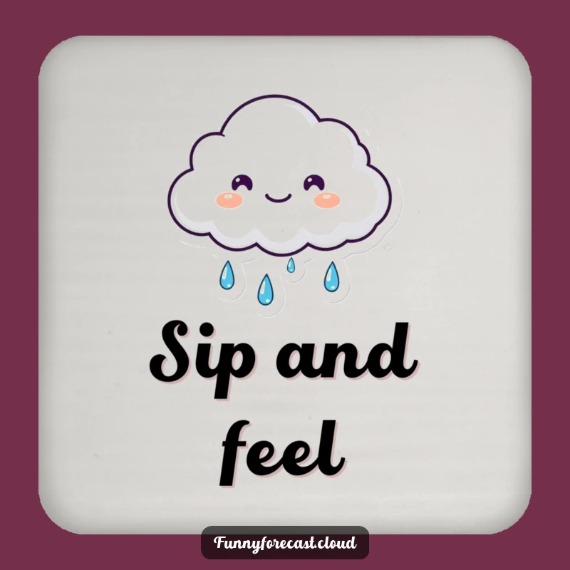 Funny Kawaii Cloud Coaster: Happy Tears for Tabletop Charm!