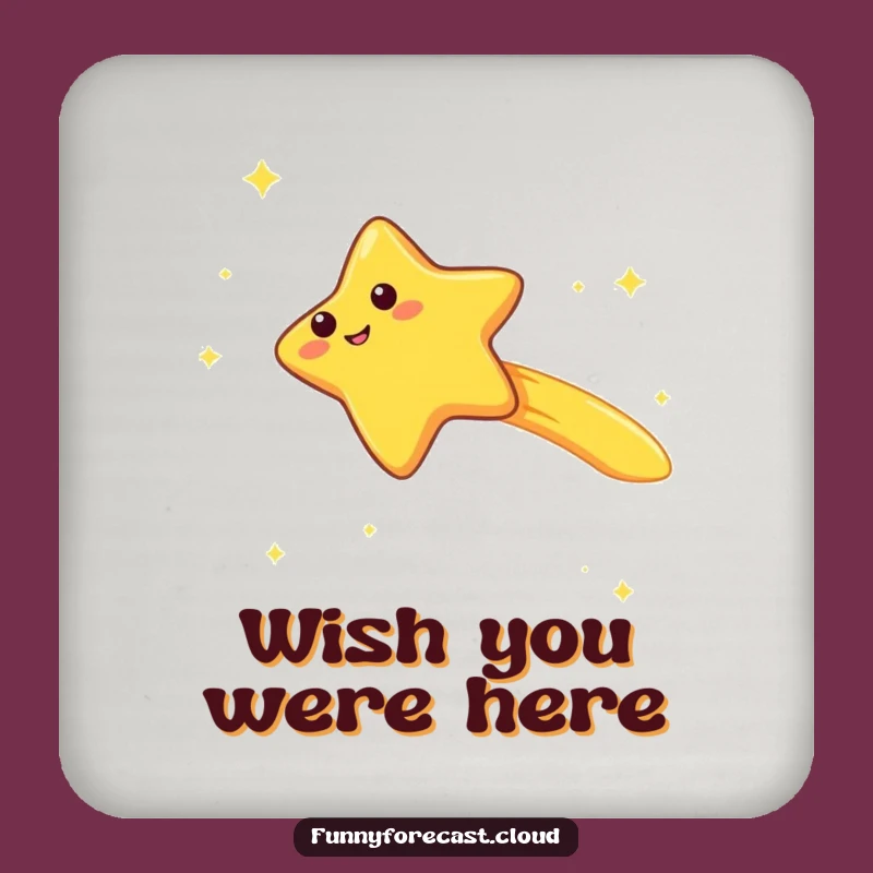 Funny Kawaii Shooting Star Coasters: Giggle Wish Table Humor