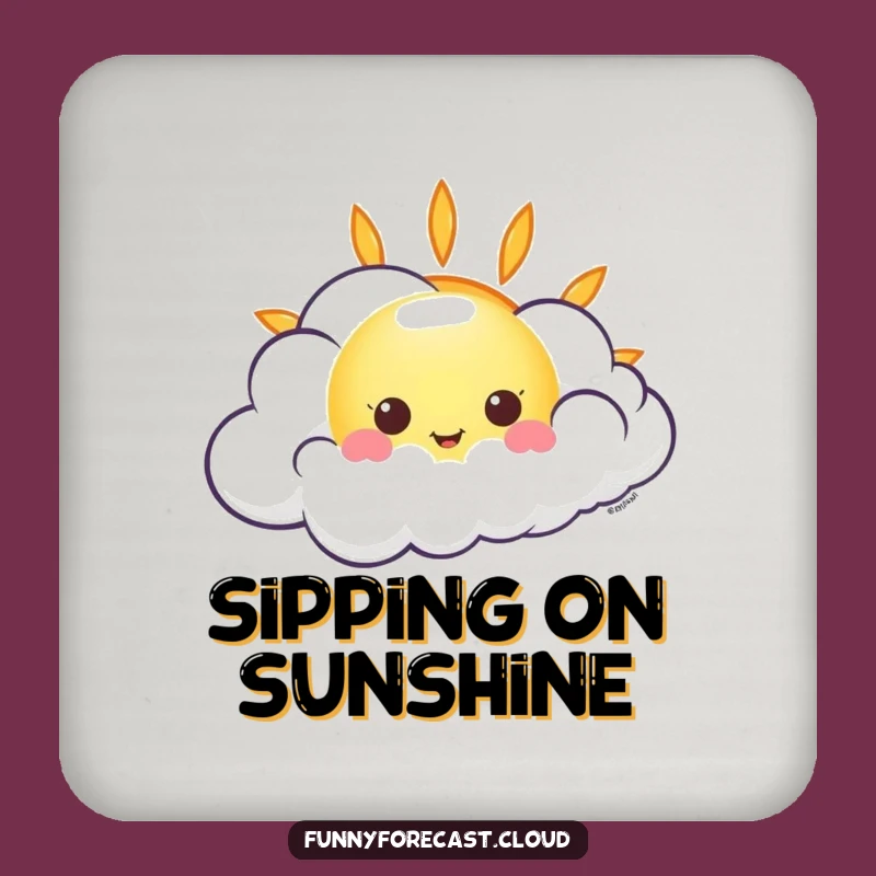 Funny Kawaii Sun Cloud Coaster, Protect with Cheer