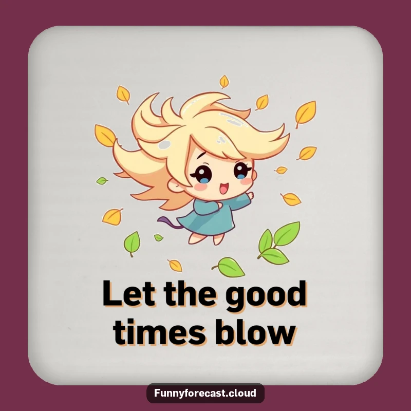 Funny Kawaii Wind Coasters: Playful Leaf Swirl Table Humor