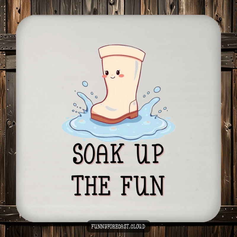 Funny Coaster: A cheerful rain boot happily splashing in a puddle, adding a touch of fun to any surface.