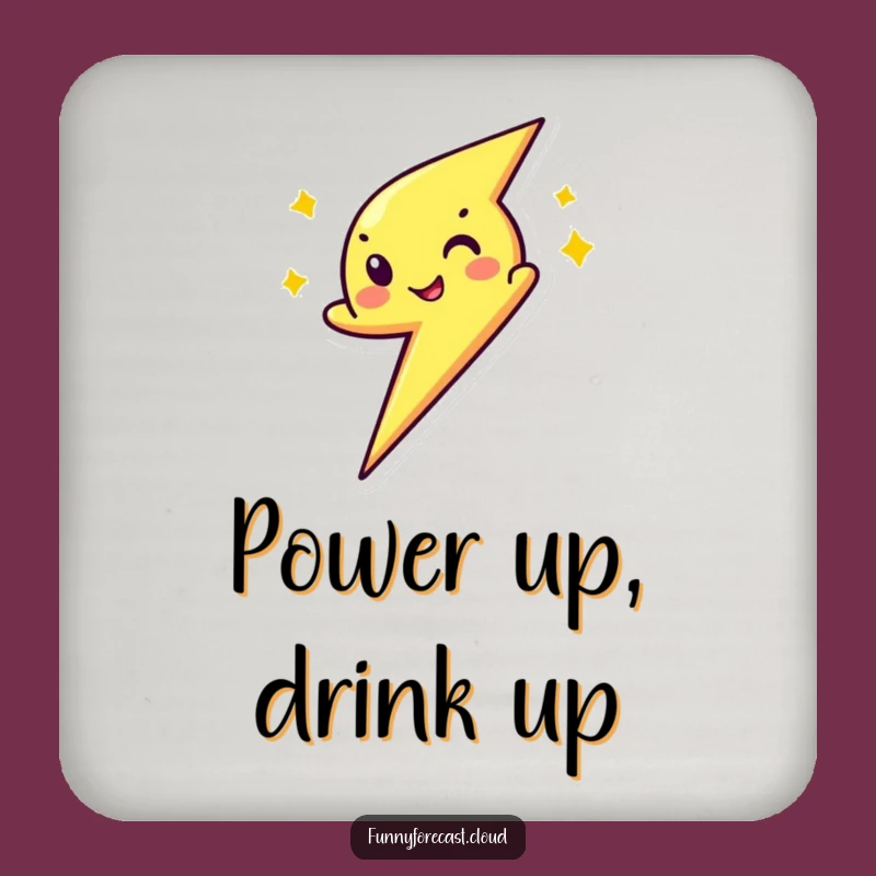 Funny Winking Lightning Bolt Coaster - Protect Surfaces with Electric Style