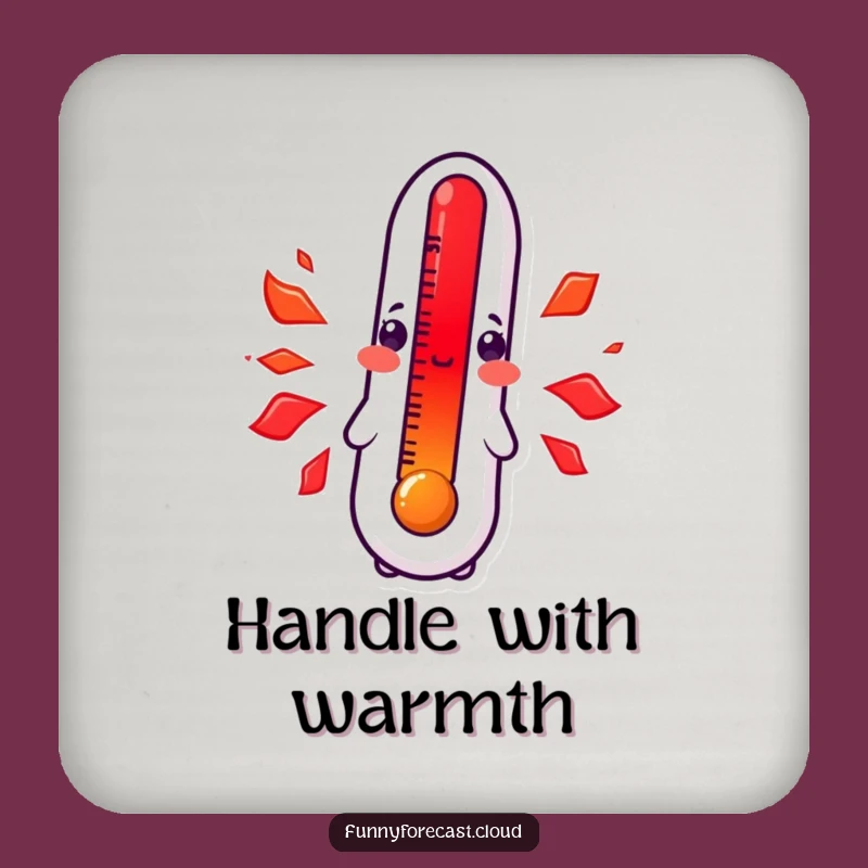 Funny Kawaii Thermometer Coasters: Blushing Heat Table Humor