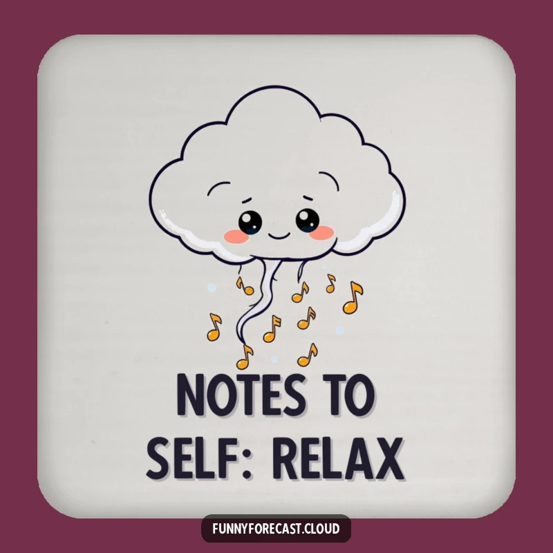 Funny Kawaii Thundercloud Coasters: Musical Notes Table Humor