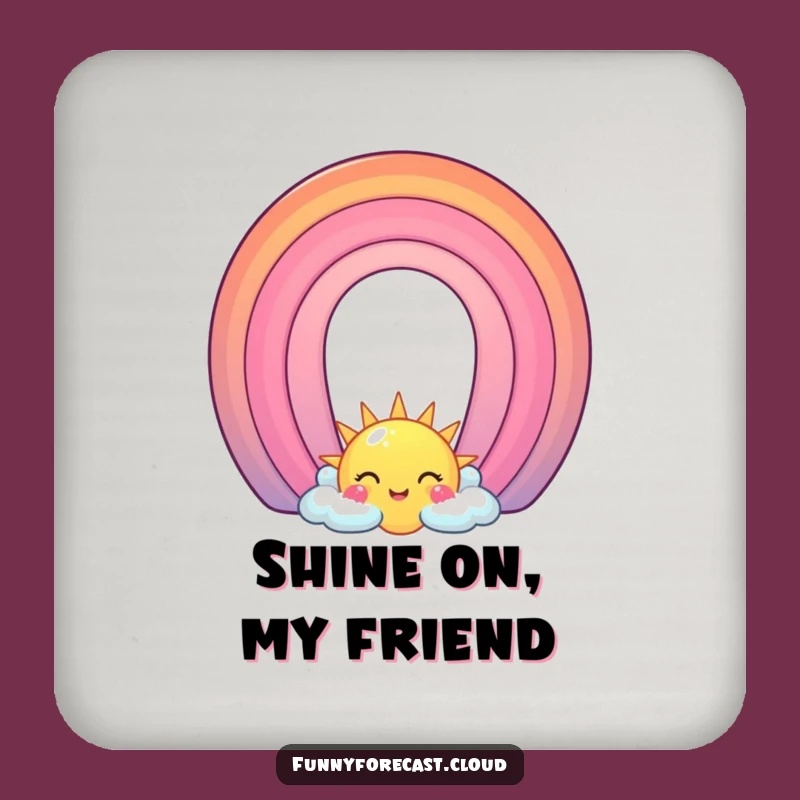 Funny Sun & Rainbow Arch Coaster Set: Protect Surfaces with Sunny Humor