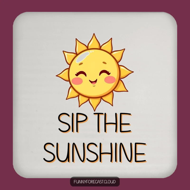 Funny Playful Kawaii Sun Wink Coaster, Protect Surfaces with Sunny Charm