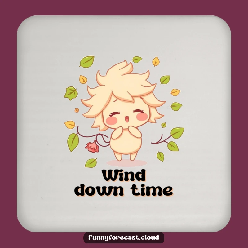 Funny Wind Character Coaster: Protect Surfaces with Playful Leaf Blowing!