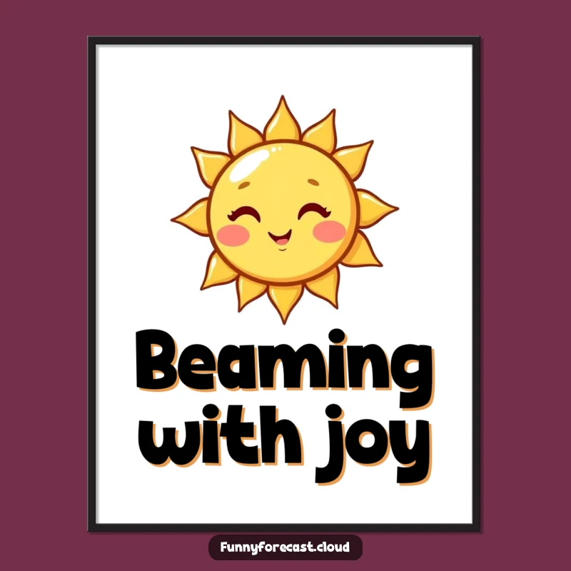 Funny Playful Kawaii Sun Wink Poster, Brighten Your Walls with Humor