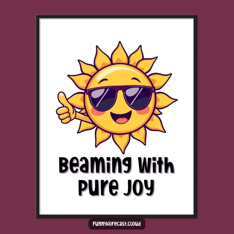 Funny Sun Wall Art Poster: Cheerful Character, Sunny Humor Home Decor Gift